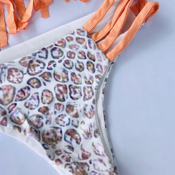 Last 1 Coral Fringe Cheeky Bikini - Picture 3 of 6